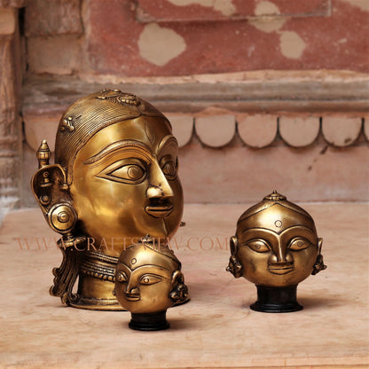 3 Pieces Brass  Gouri Head Figurane Showpiece