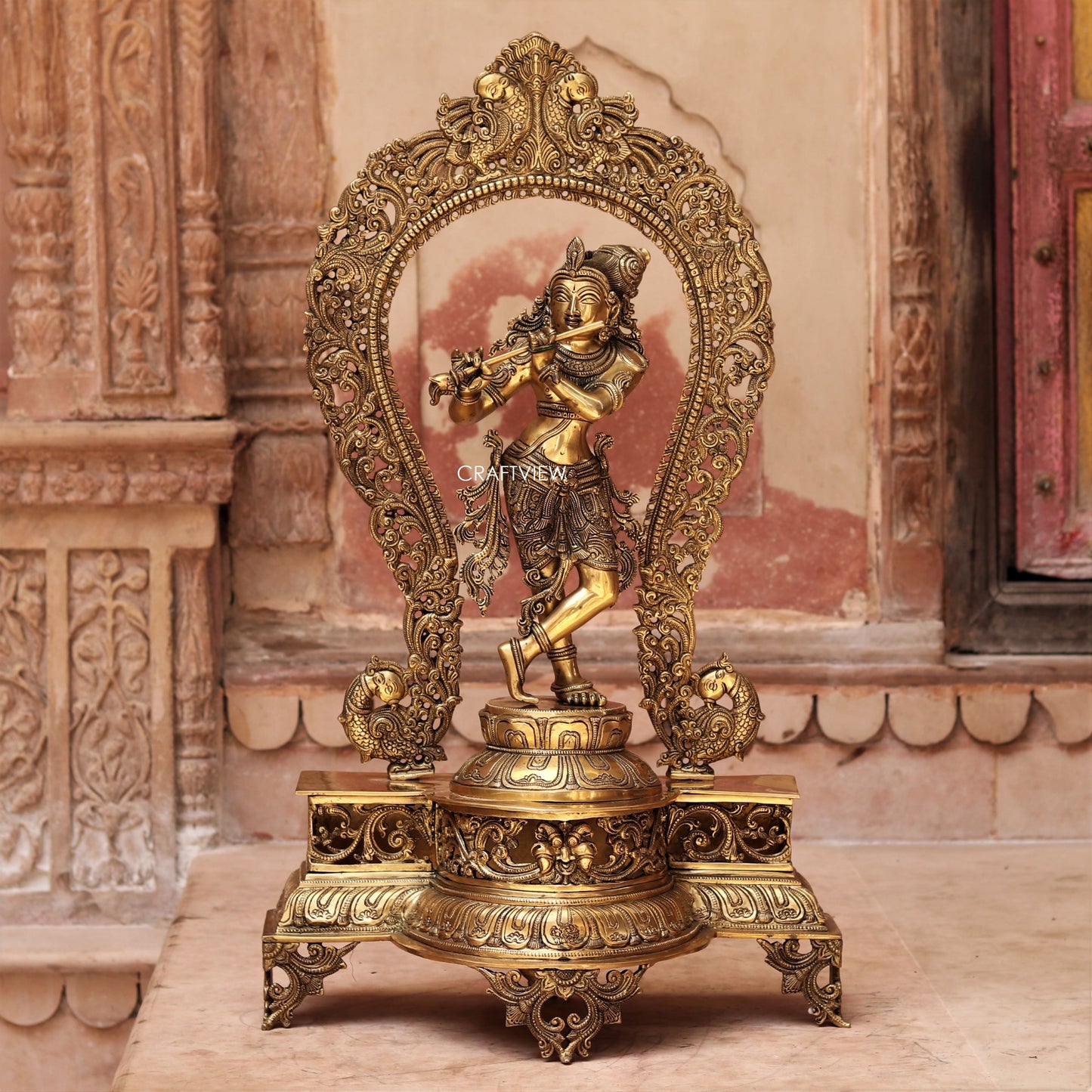 Brass Lord Krishna Statue 31"