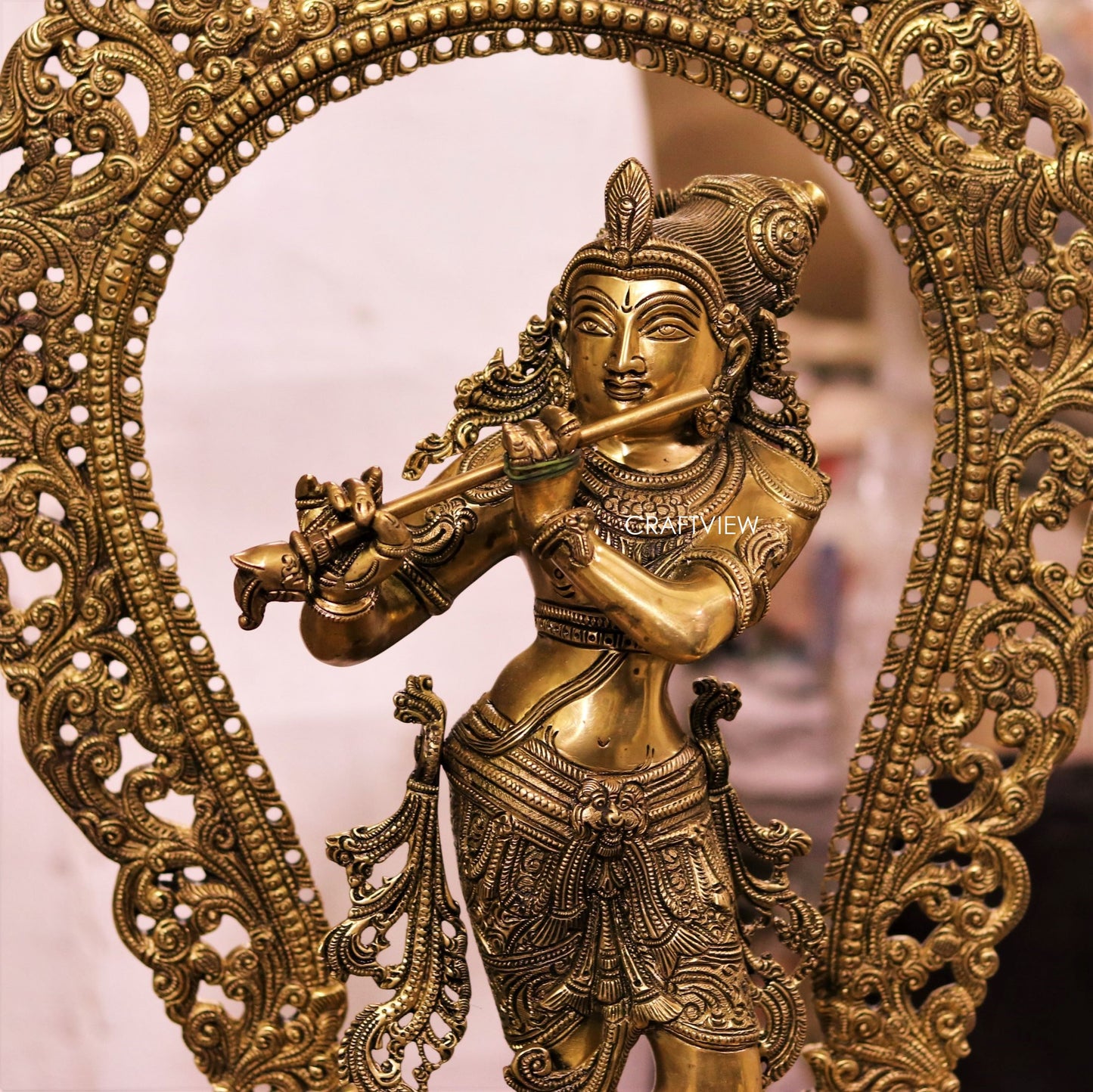 Brass Lord Krishna Statue 31"