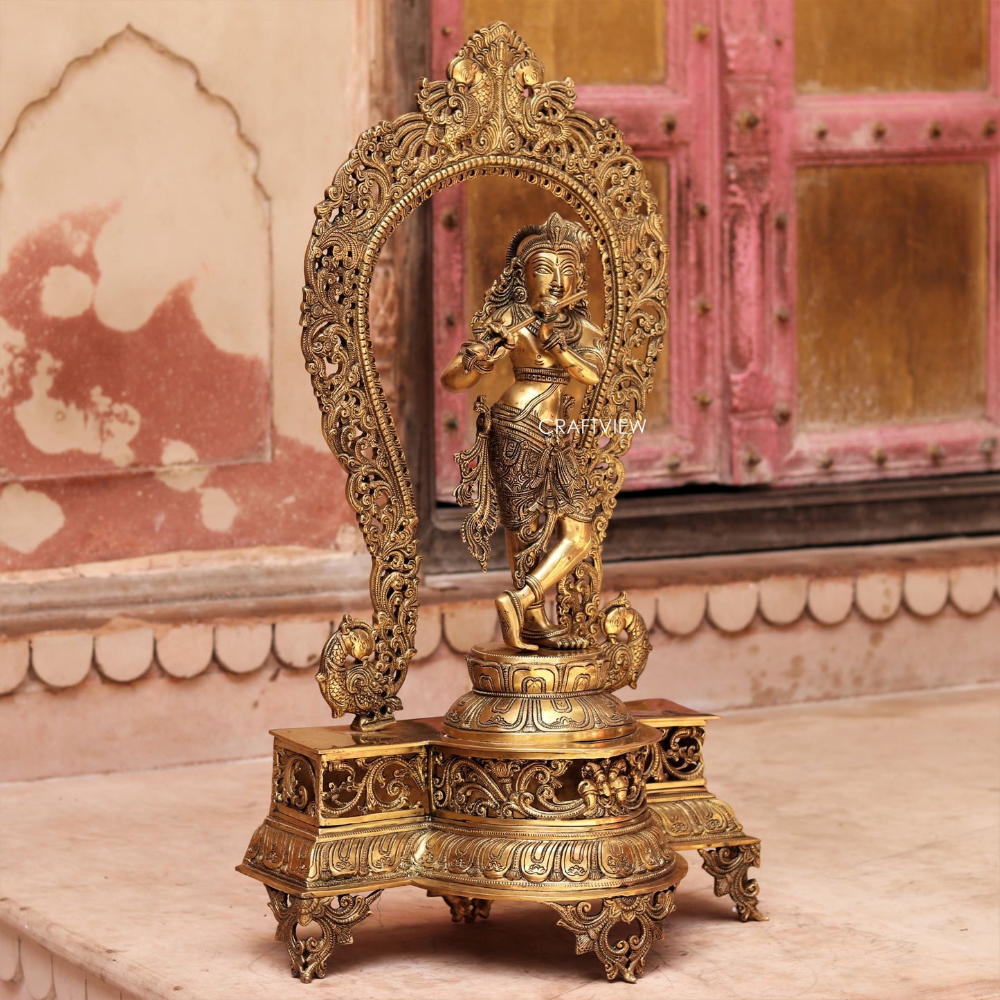 Brass Lord Krishna Statue 31"