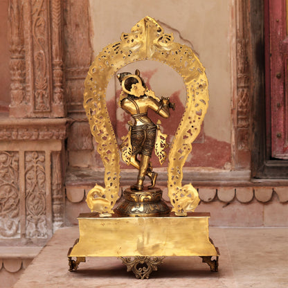 Brass Lord Krishna Statue 31"