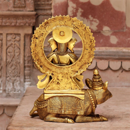 Brass Lord Ganesha Statue Sited On Musak 16"