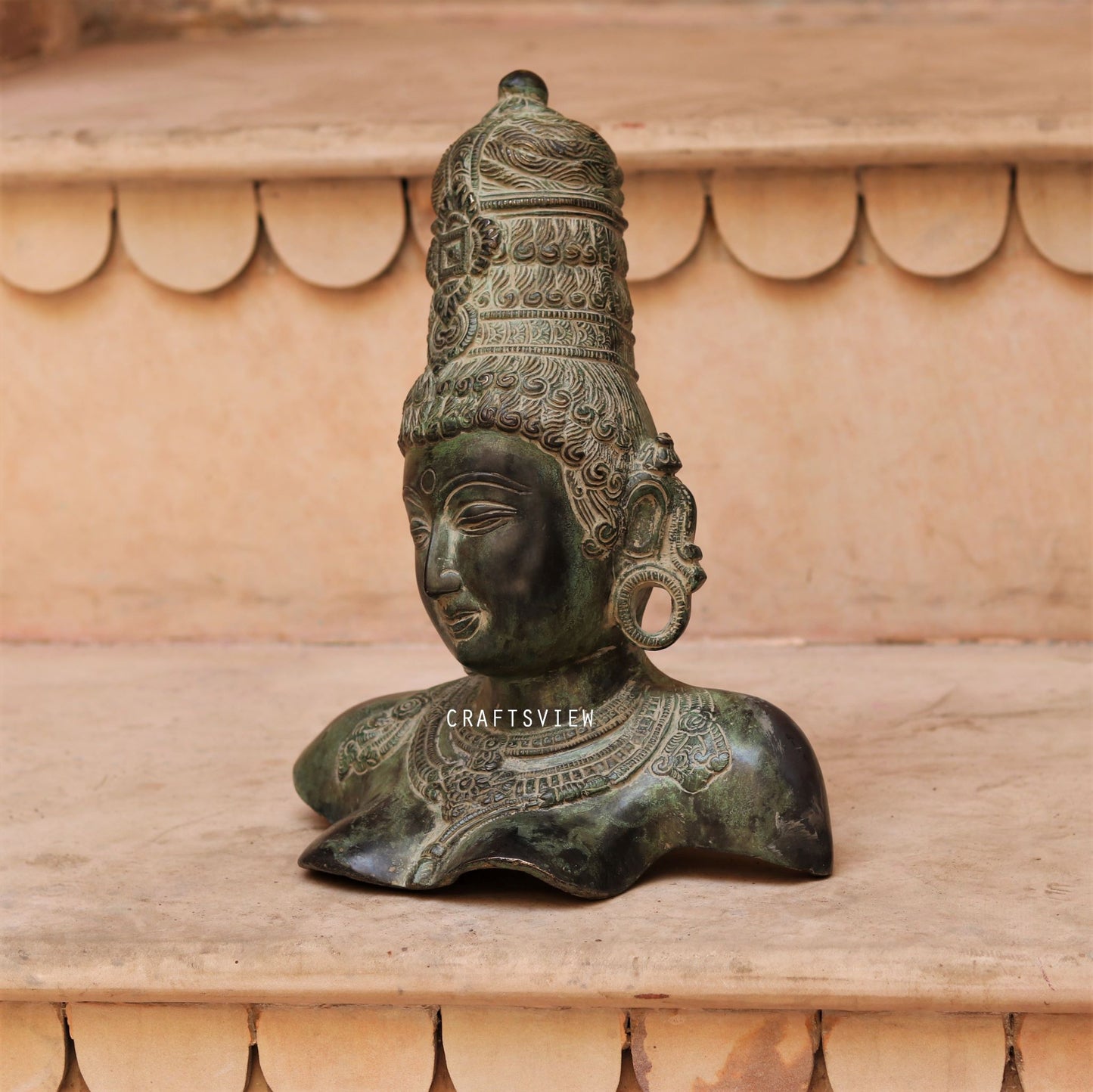 12" Brass Décor Parvati Bust Figurine