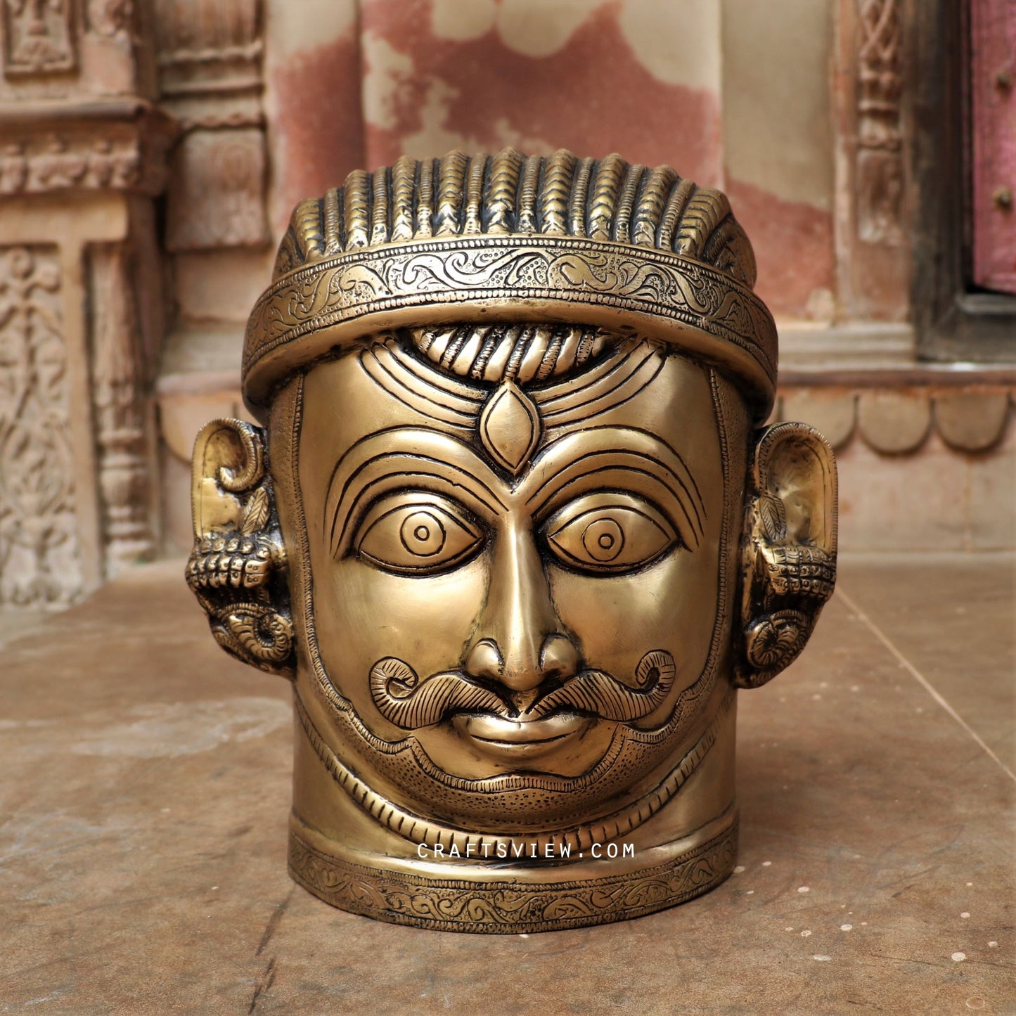 12" Brass Shiva Head Figurine