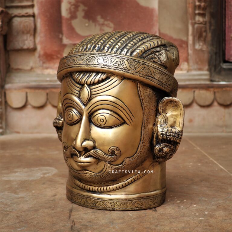 12" Brass Shiva Head Figurine