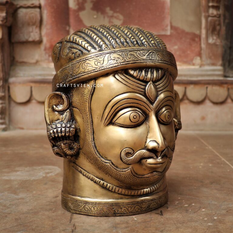 12" Brass Shiva Head Figurine