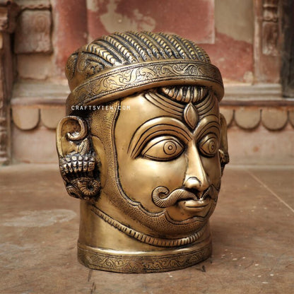 Brass Shiva Head Figurine 11"