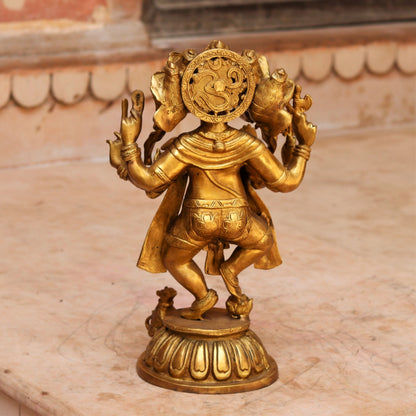 Brass Panchmukhi Dancing Ganesh Statue 15"