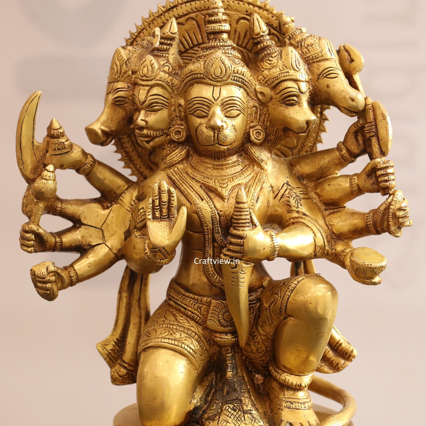 Brass Panchmukhi Hanuman Statue