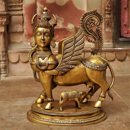 Brass Kamdhenu Sculpture 16"