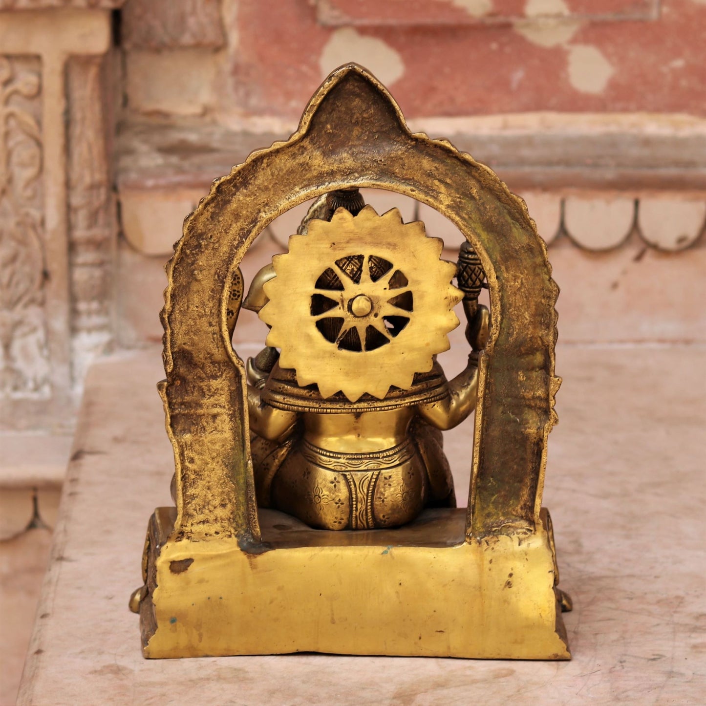 Brass Ganesh Statue Sitting On Sinhansan 16"