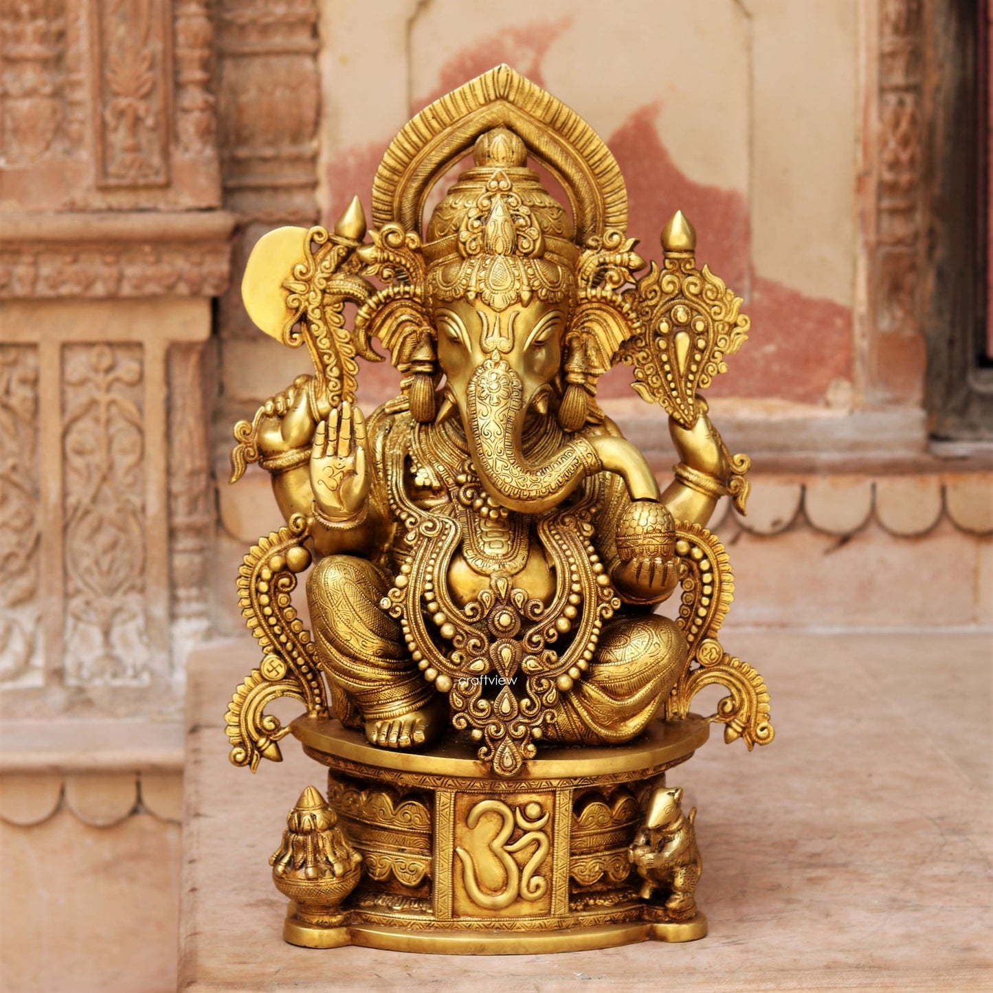 Brass Ganesha Statue Golden Finished 24"