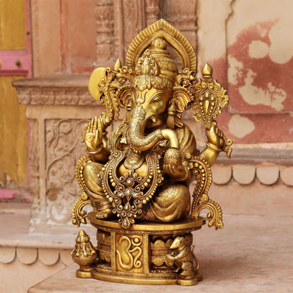 Brass Ganesha Statue Golden Finished 24"