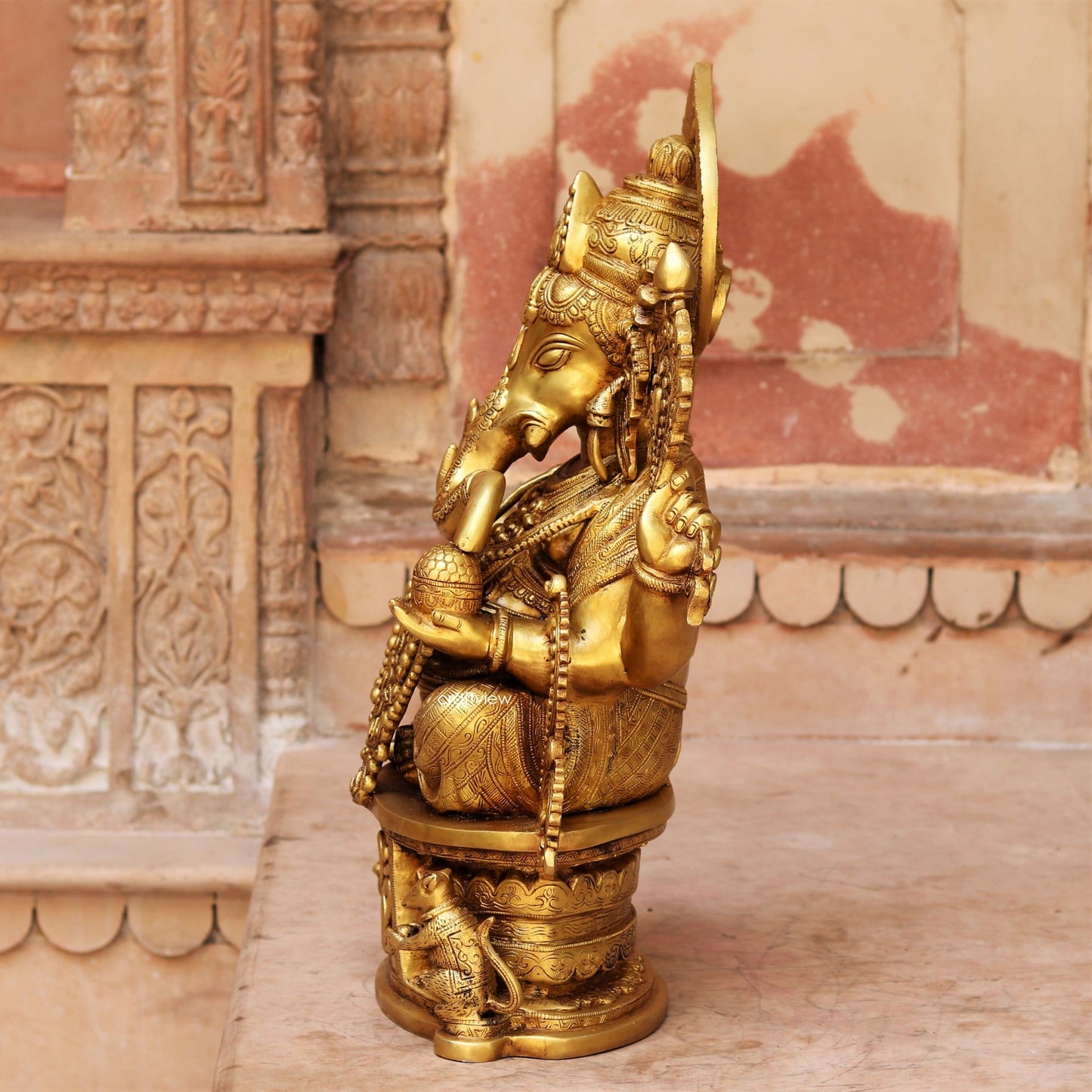 Brass Ganesha Statue Golden Finished 24"