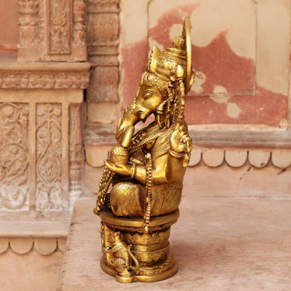 Brass Ganesha Statue Golden Finished 24"