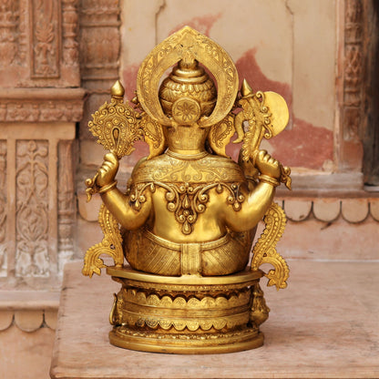 Brass Ganesha Statue Golden Finished 24"