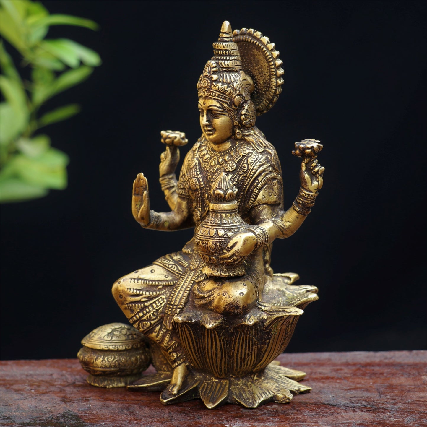 Brass Lakshmi Sitting On Lotus Base