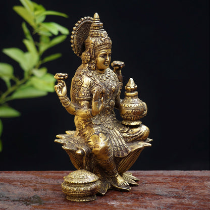 Brass Lakshmi Sitting On Lotus Base