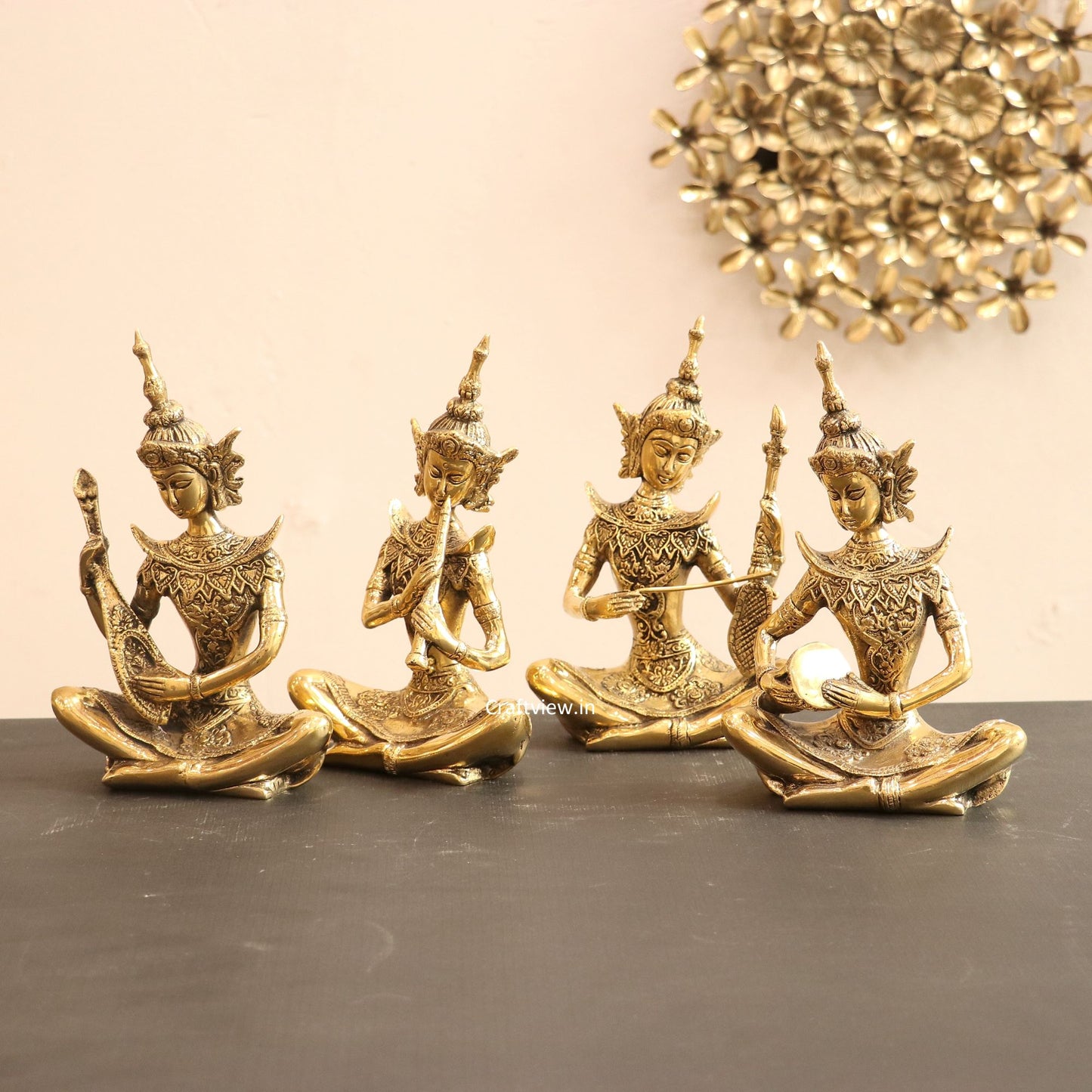 Brass Decor Musicians Figurine Set of 4 Peace