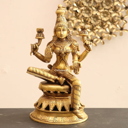 Brass Maa Lakshmi Statue Base On Lotus