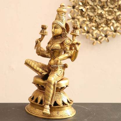 Brass Maa Lakshmi Statue Base On Lotus