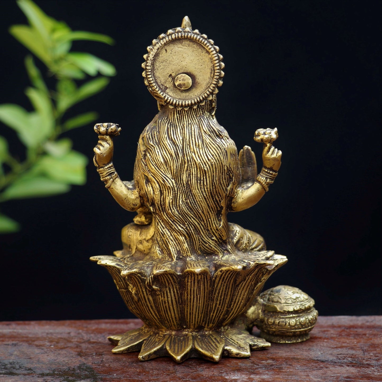 Brass Lakshmi Sitting On Lotus Base