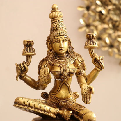 Brass Maa Lakshmi Statue Base On Lotus