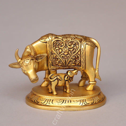 Brass Cow and Calf Idol
