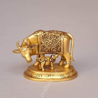 Brass Cow and Calf Idol