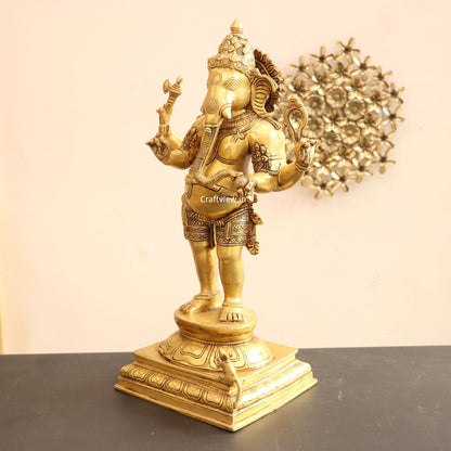 Brass Standing Lord Ganesha Statue 20"