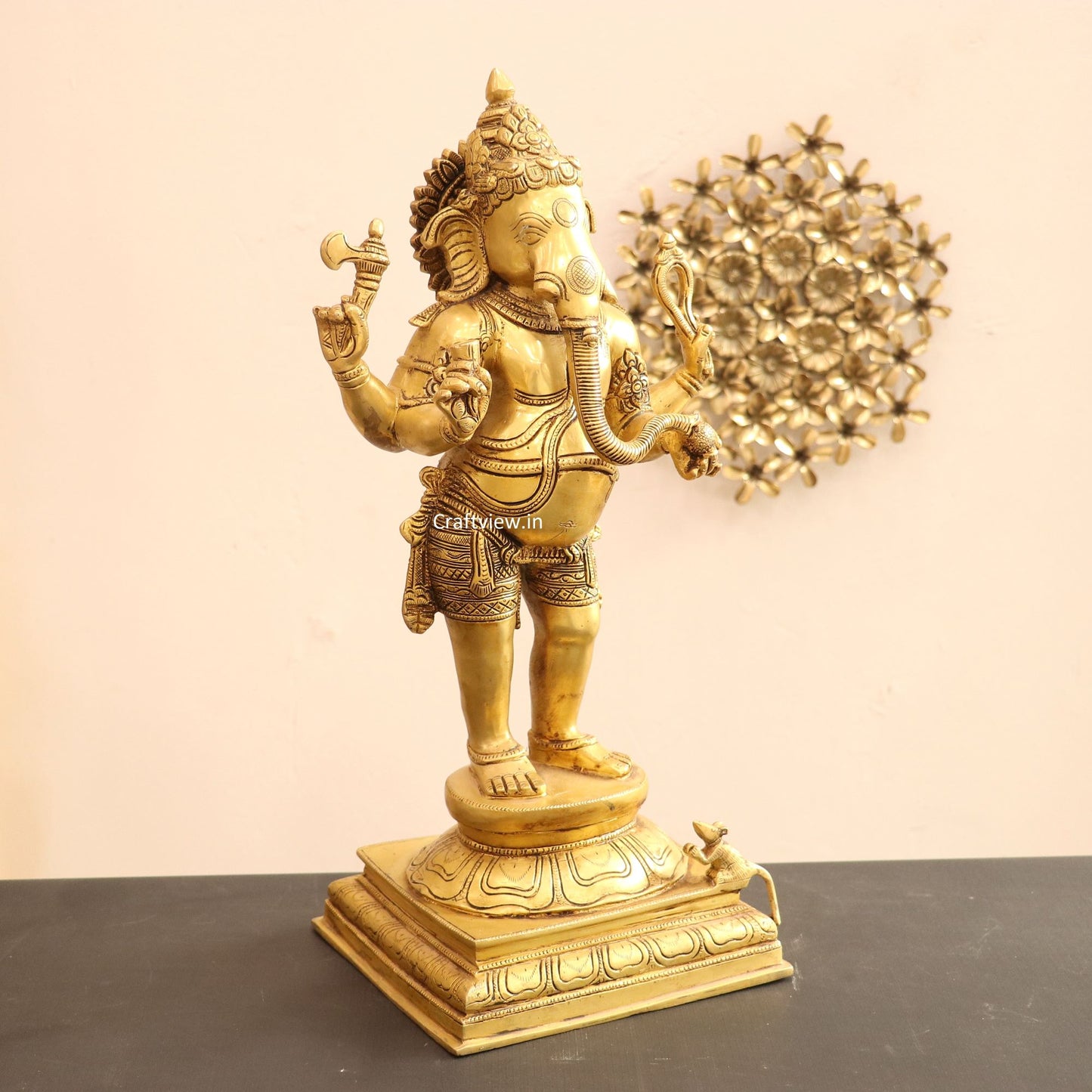 Brass Standing Lord Ganesha Statue 20"