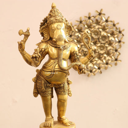 Brass Standing Lord Ganesha Statue 20"