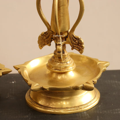 Brass Peacock Oil Lamp Butter Finished