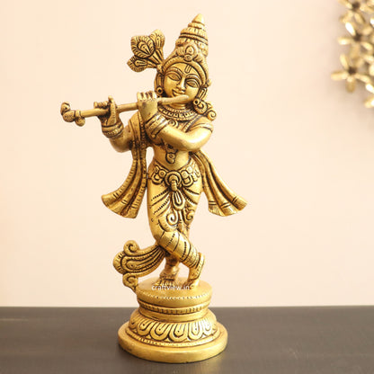 9" Brass Krishna Artistic Idol