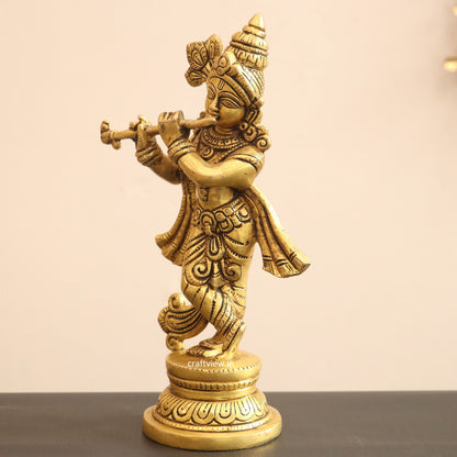 9" Brass Krishna Artistic Idol