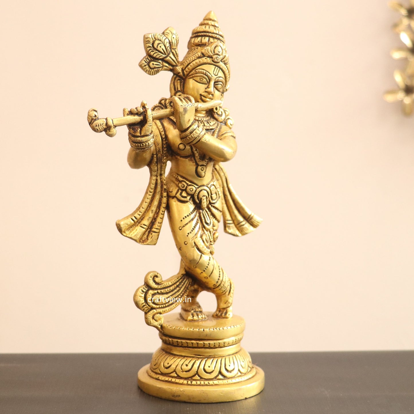 9" Brass Krishna Artistic Idol