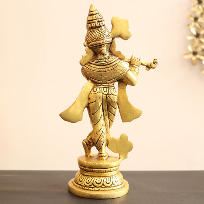 9" Brass Krishna Artistic Idol