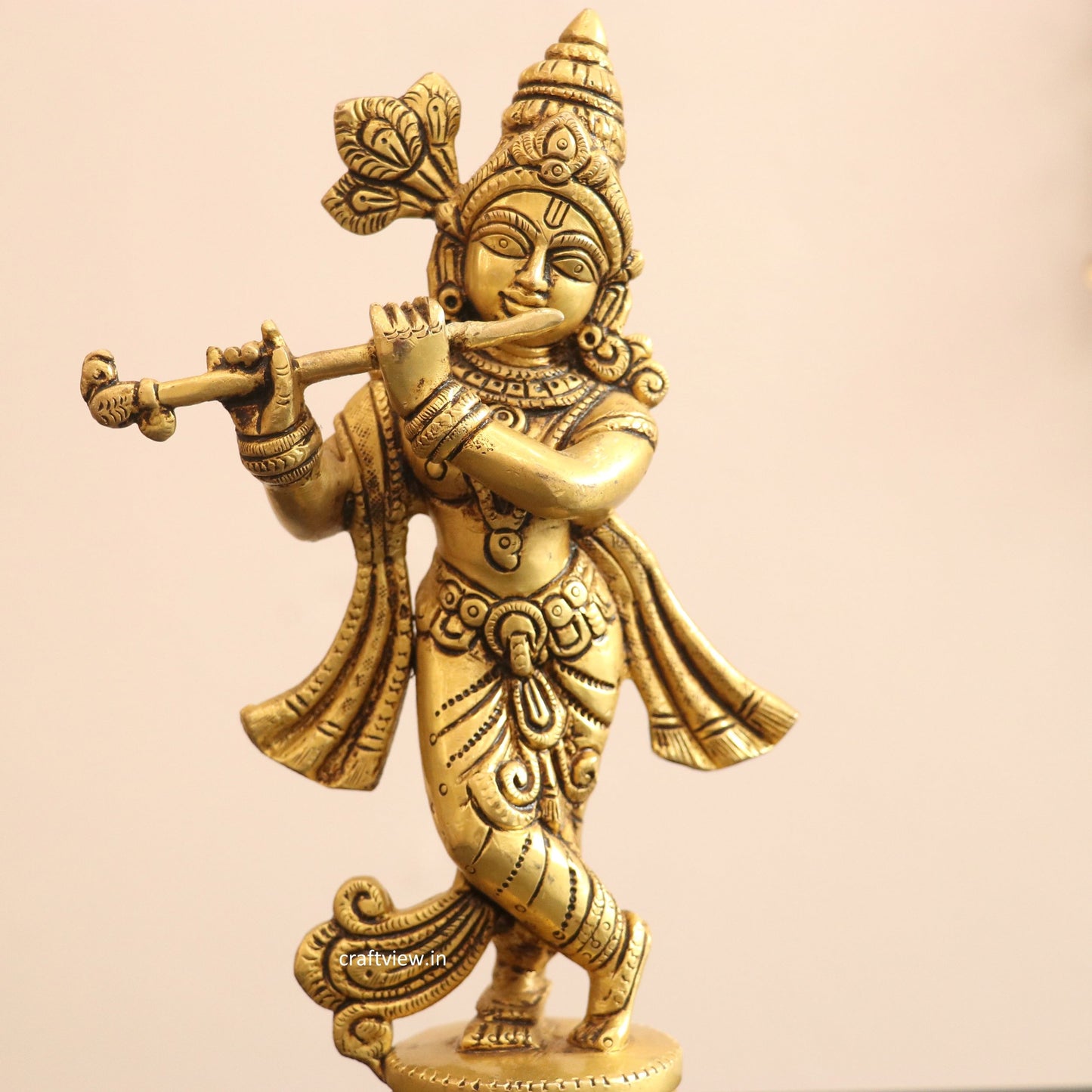 9" Brass Krishna Artistic Idol