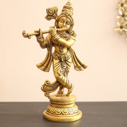 9" Brass Krishna Artistic Idol