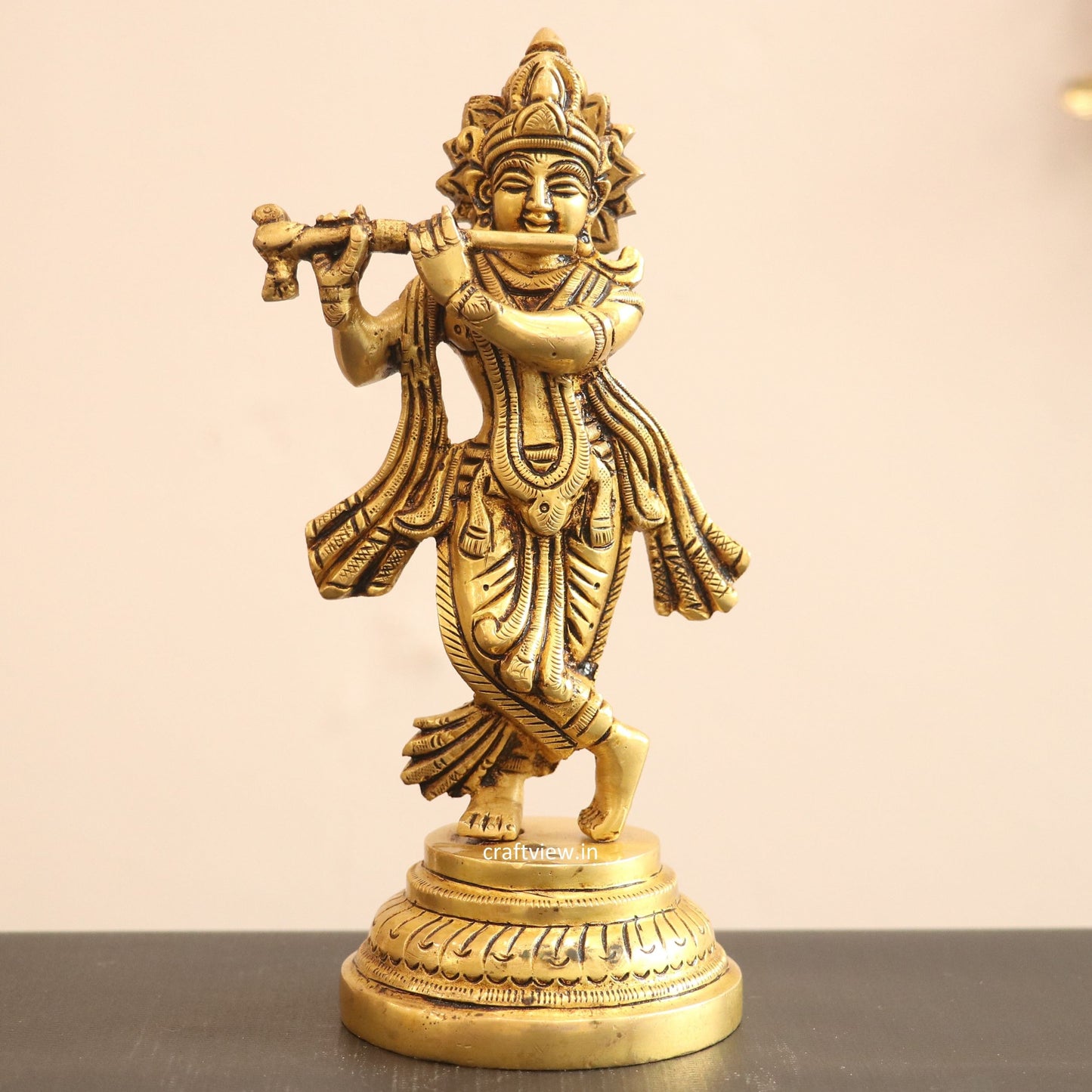 7" Artistic Brass Krishna Idol