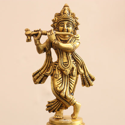 7" Artistic Brass Krishna Idol