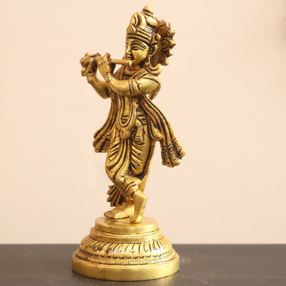 7" Artistic Brass Krishna Idol