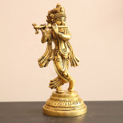 7" Artistic Brass Krishna Idol