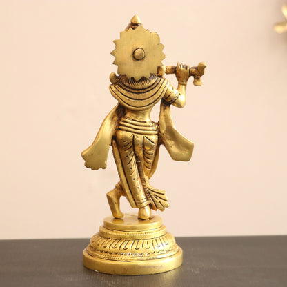 7" Artistic Brass Krishna Idol