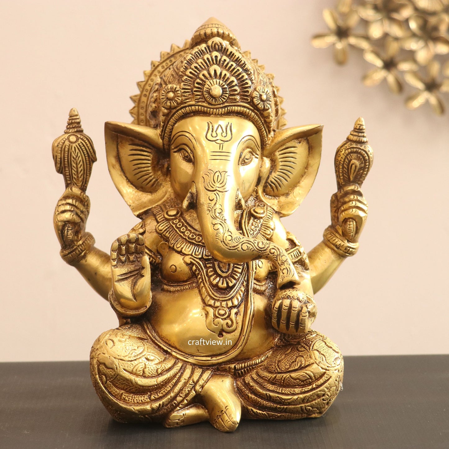 9" Brass Lord Ganesh Statue