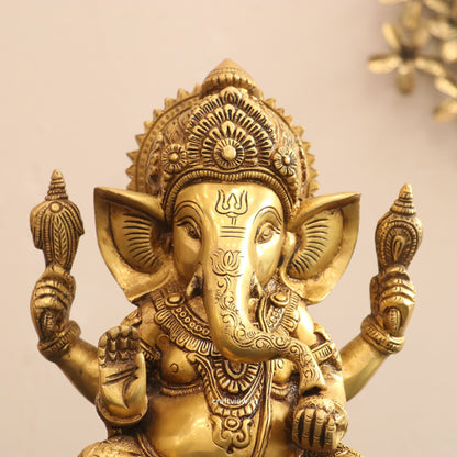 9" Brass Lord Ganesh Statue