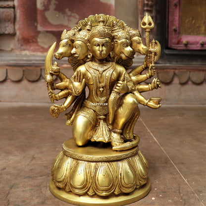 Brass Panchmukhi Hanuman Statue