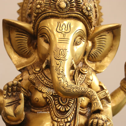 9" Brass Lord Ganesh Statue