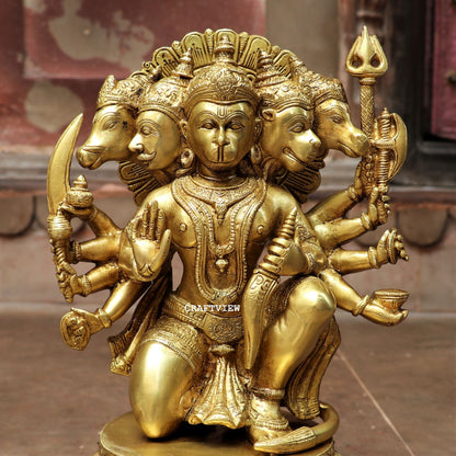 Brass Panchmukhi Hanuman Statue