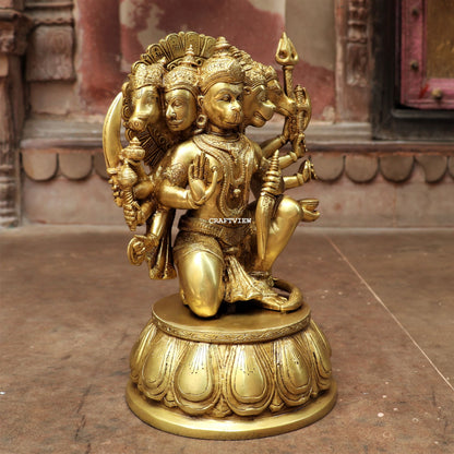 Brass Panchmukhi Hanuman Statue